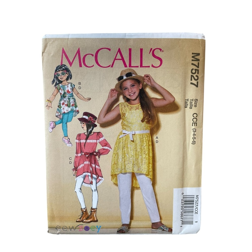 McCALL'S M7527‎ Girls Tunics Leggings Pattern Sizes 3-6 Modern